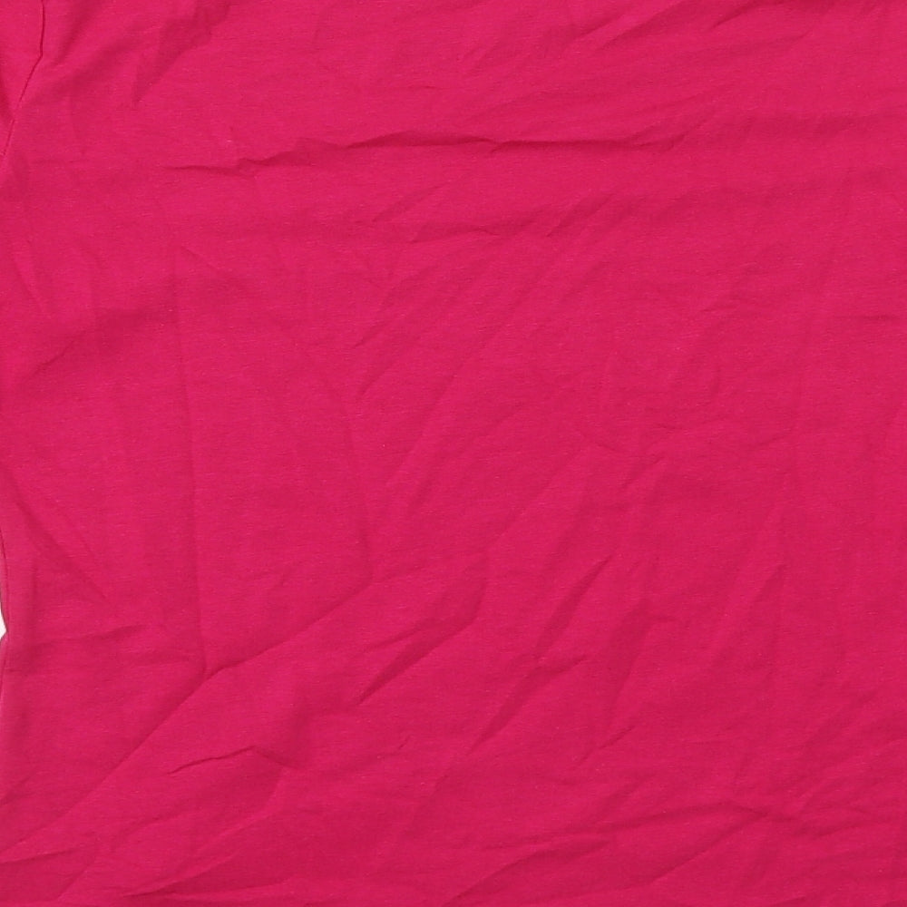 Marks and Spencer Womens Pink Cotton Basic T-Shirt Size 8 Round Neck