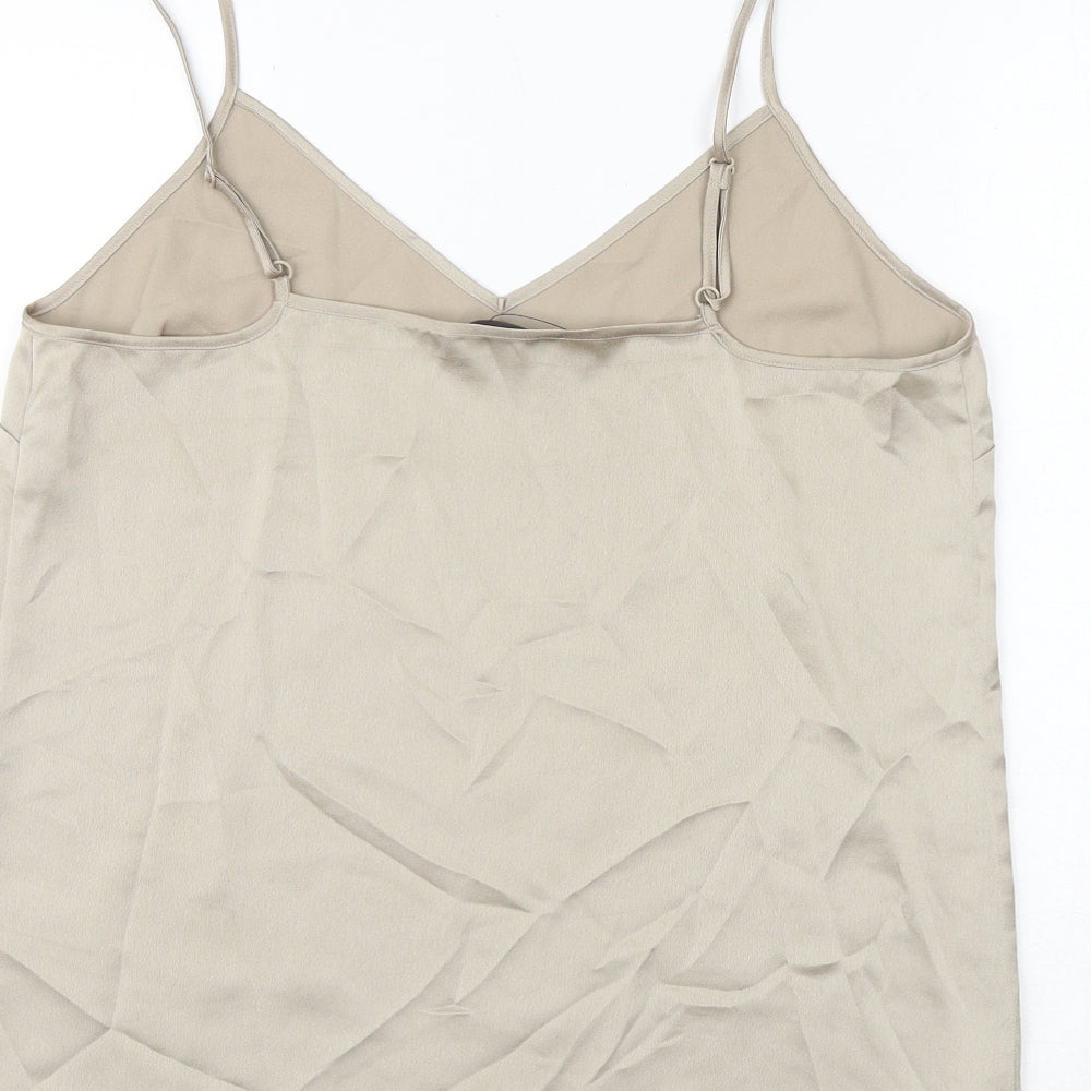 Marks and Spencer Womens Gold Polyester Camisole Tank Size 12 V-Neck