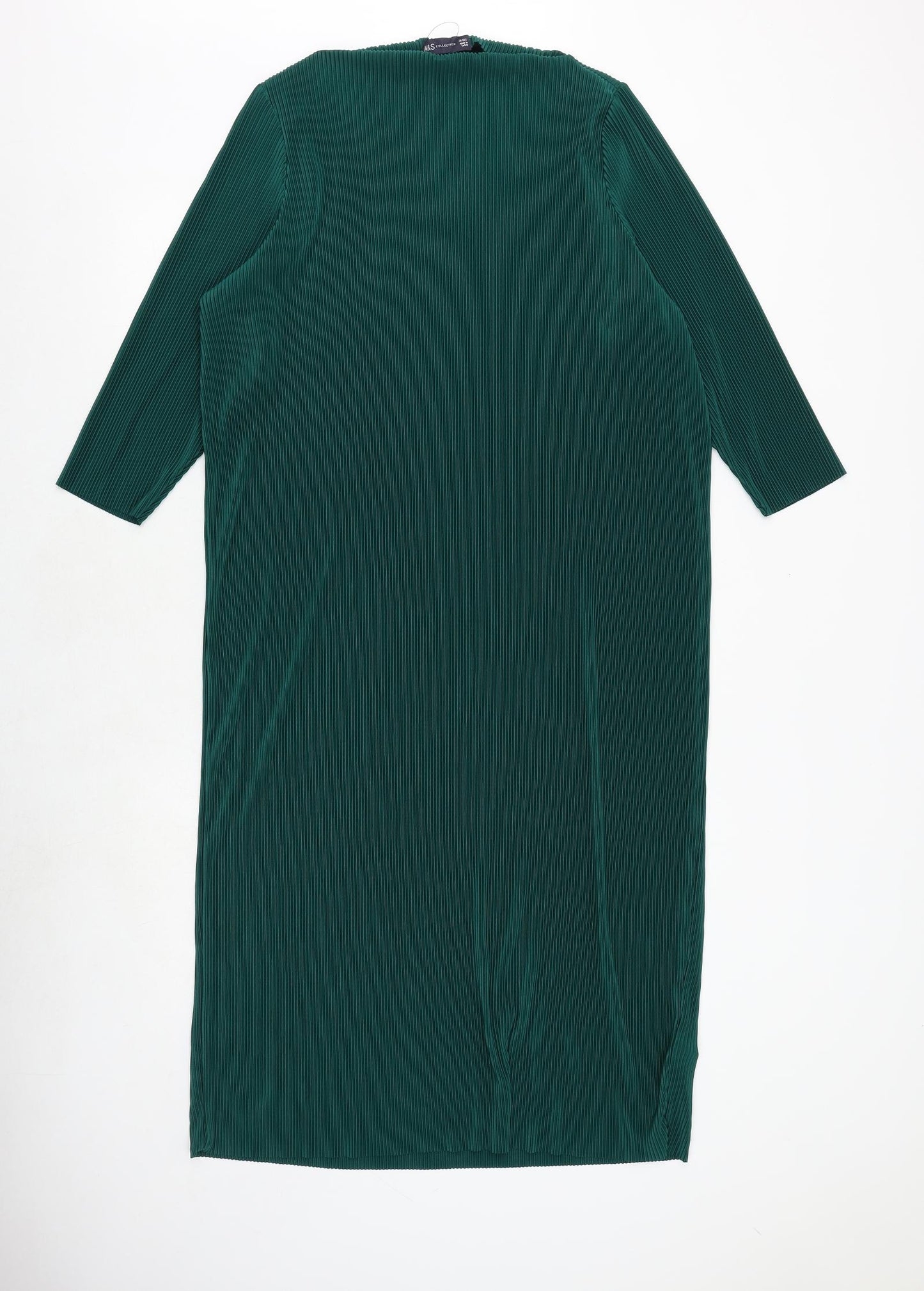 Marks and Spencer Womens Green Polyester A-Line Size 20 Round Neck Pullover