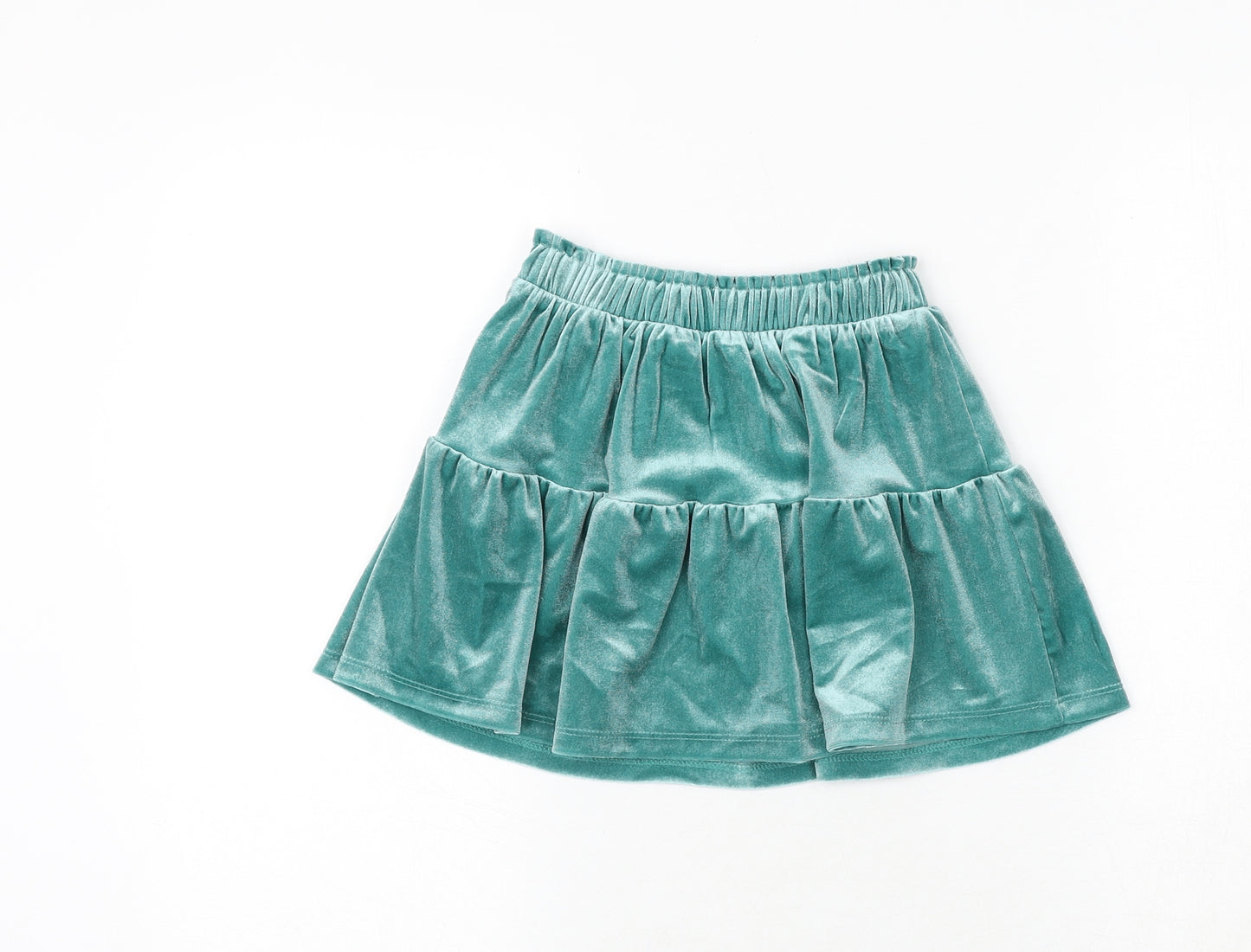 Marks and Spencer Girls Green Floral Polyester Skater Skirt Size 4-5 Years Regular Pull On