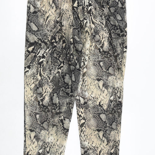 ELVI Womens Brown Animal Print Polyester Carpenter Trousers Size 18 Regular Buckle - Snakeskin Pattern