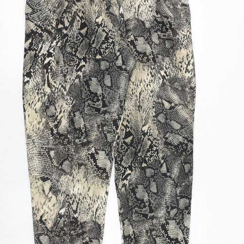 ELVI Womens Brown Animal Print Polyester Carpenter Trousers Size 18 Regular Buckle - Snakeskin Pattern