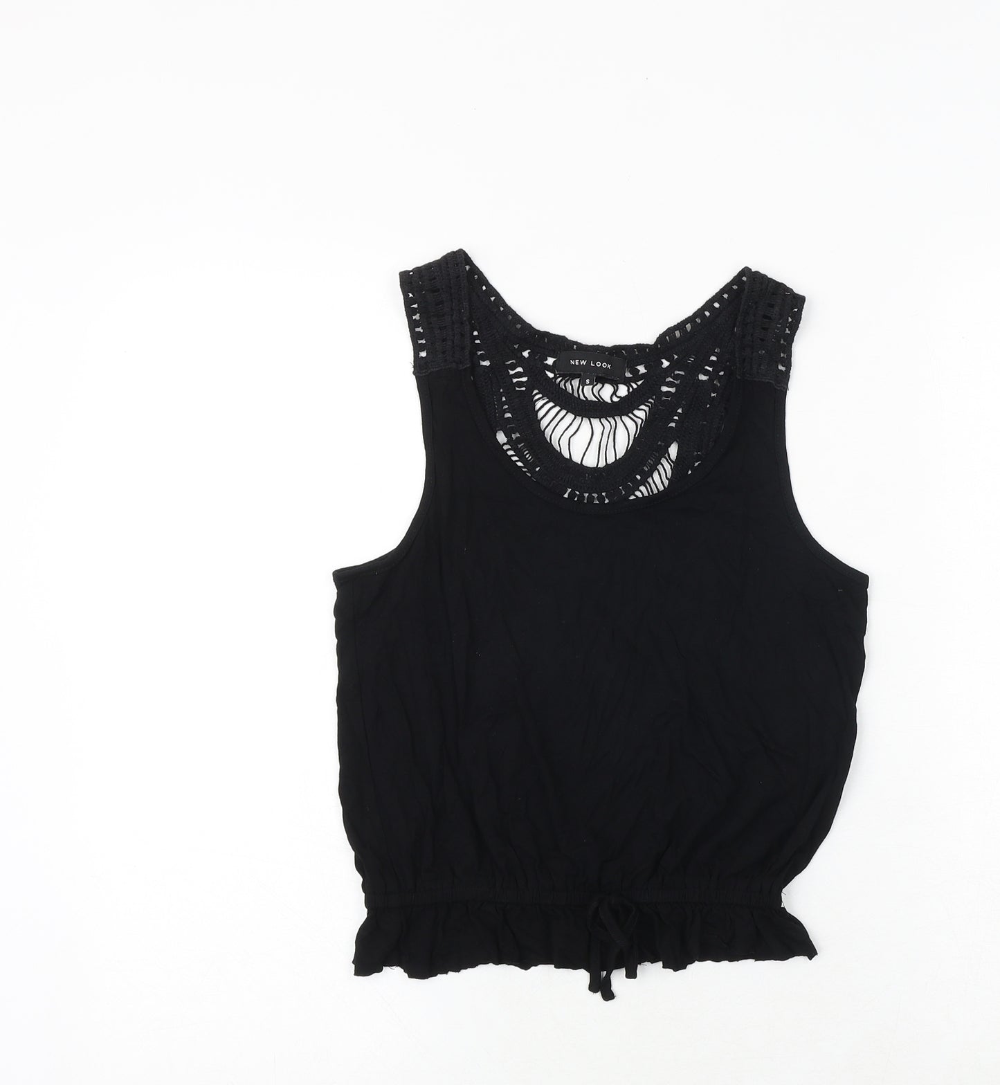 New Look Womens Black Polyester Basic Tank Size S Round Neck