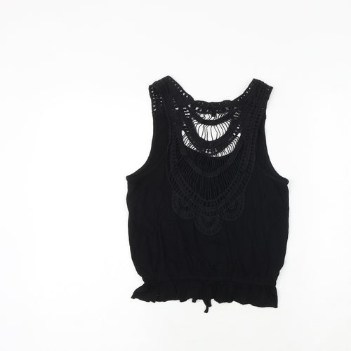 New Look Womens Black Polyester Basic Tank Size S Round Neck