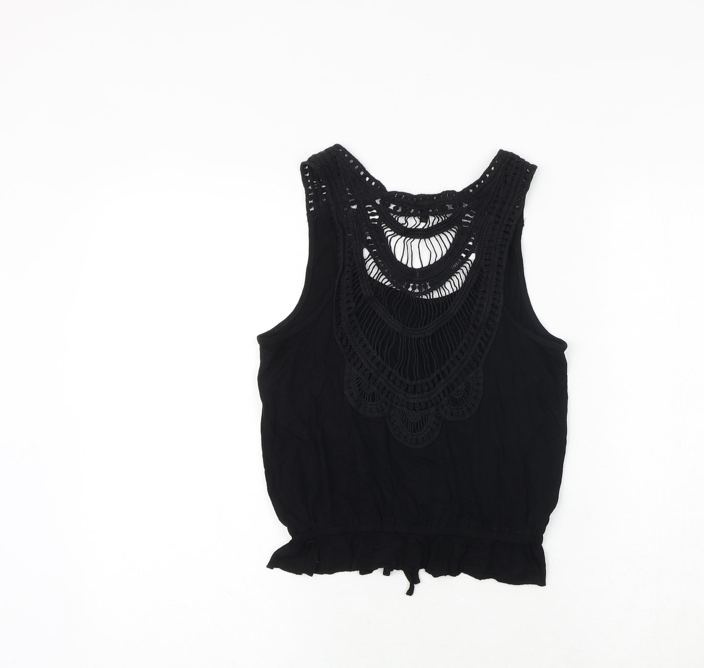 New Look Womens Black Polyester Basic Tank Size S Round Neck