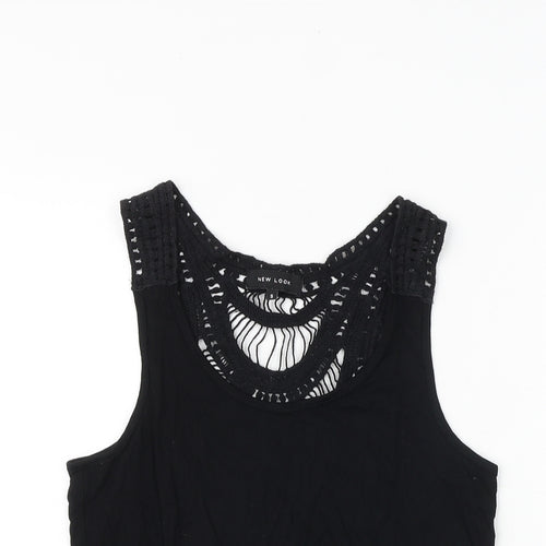 New Look Womens Black Polyester Basic Tank Size S Round Neck