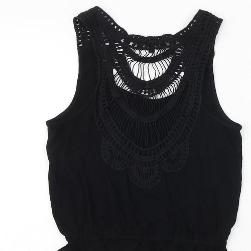 New Look Womens Black Polyester Basic Tank Size S Round Neck