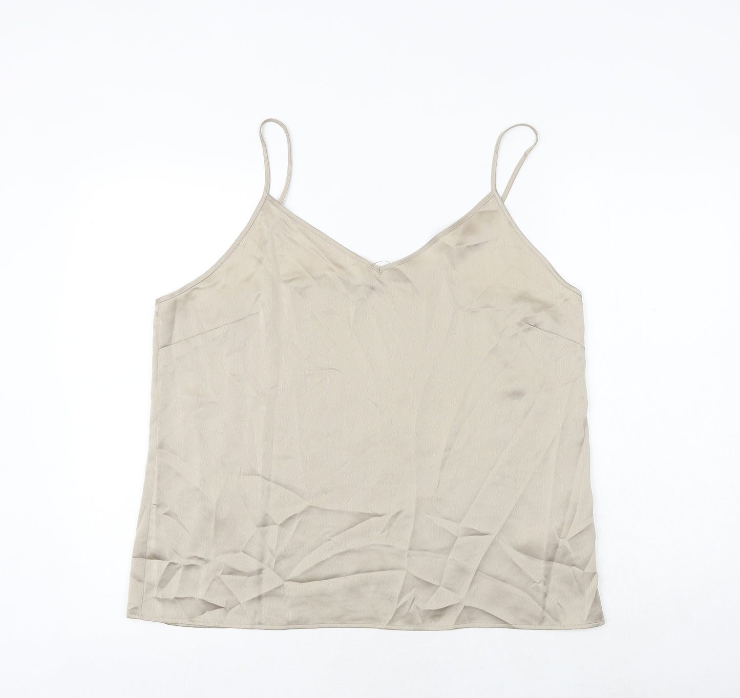 Marks and Spencer Womens Gold Polyester Camisole Tank Size 16 V-Neck