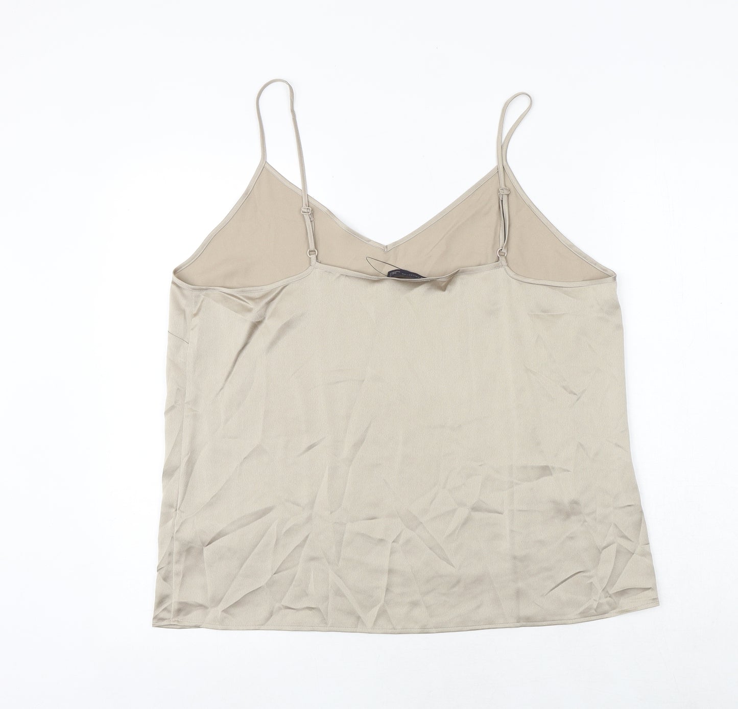 Marks and Spencer Womens Gold Polyester Camisole Tank Size 16 V-Neck