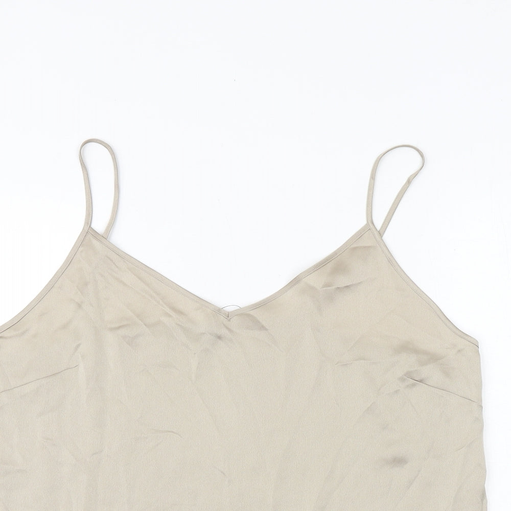 Marks and Spencer Womens Gold Polyester Camisole Tank Size 16 V-Neck