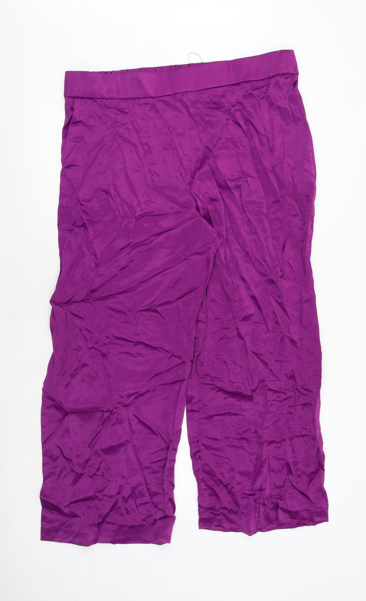 Marks and Spencer Womens Purple Viscose Cropped Trousers Size 20 Regular