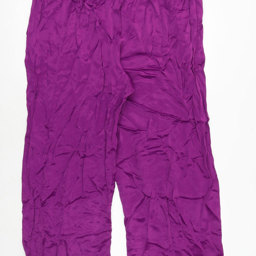 Marks and Spencer Womens Purple Viscose Cropped Trousers Size 20 Regular