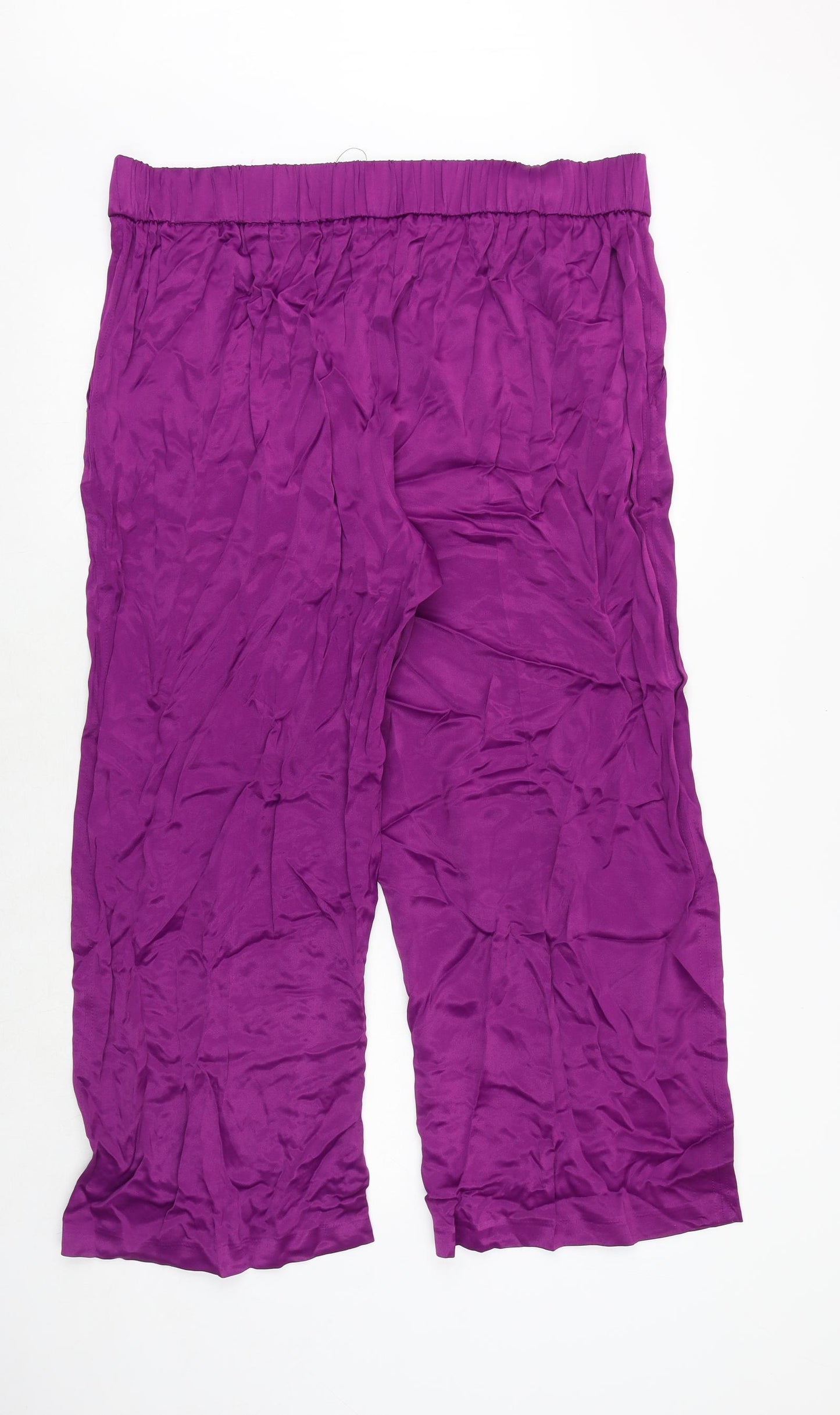 Marks and Spencer Womens Purple Viscose Cropped Trousers Size 20 Regular