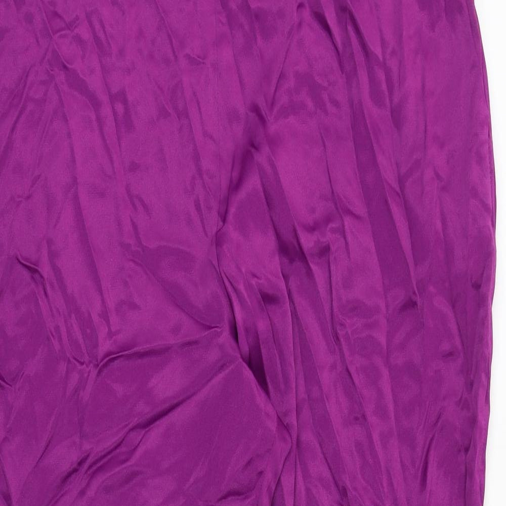 Marks and Spencer Womens Purple Viscose Cropped Trousers Size 20 Regular