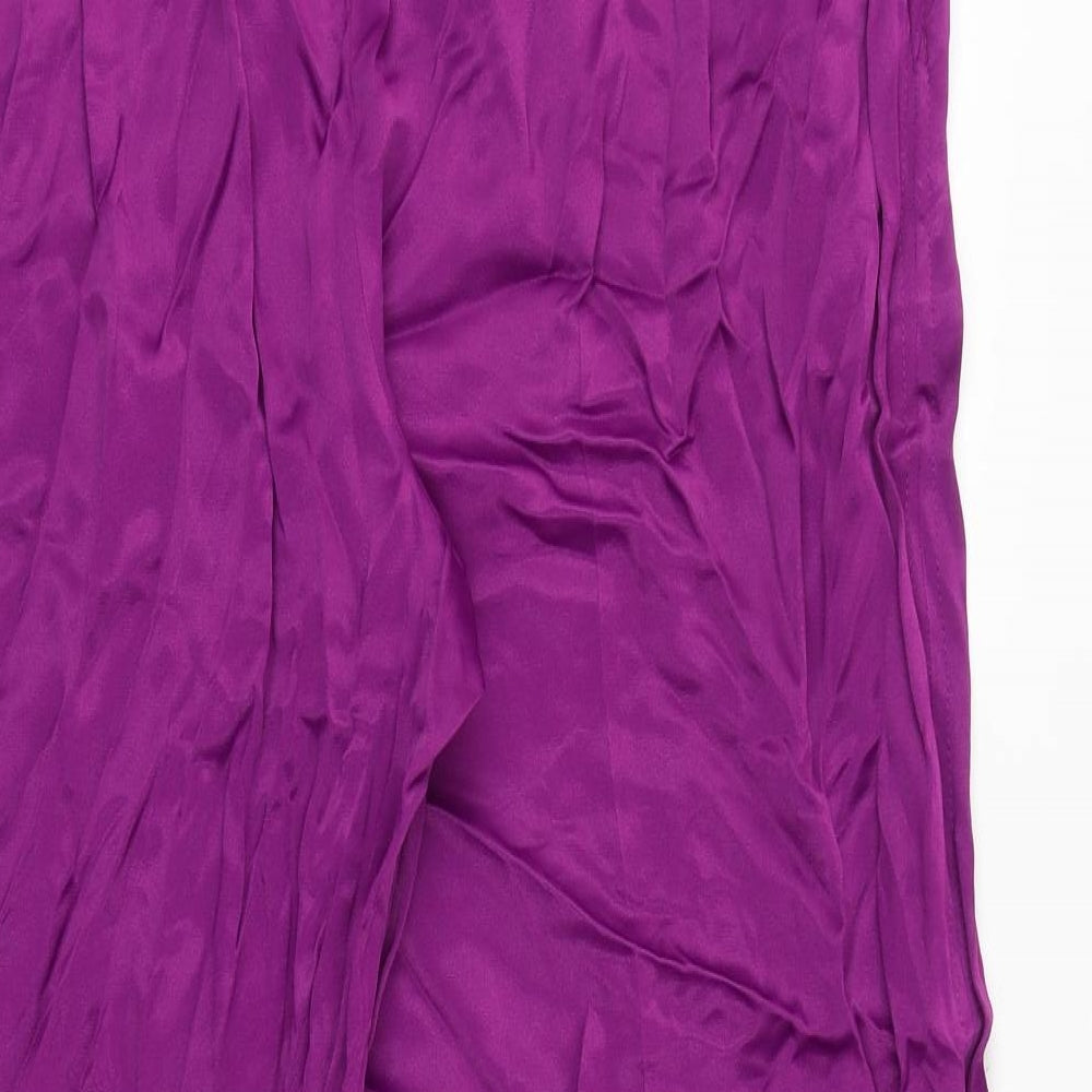 Marks and Spencer Womens Purple Viscose Cropped Trousers Size 20 Regular