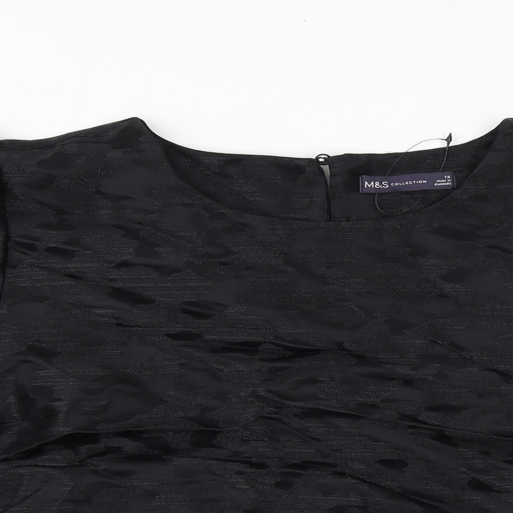 Marks and Spencer Womens Black Geometric Polyester Cropped Tank Size 18 Round Neck