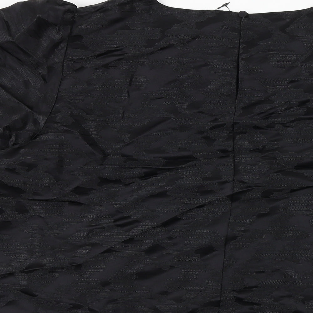 Marks and Spencer Womens Black Geometric Polyester Cropped Tank Size 18 Round Neck