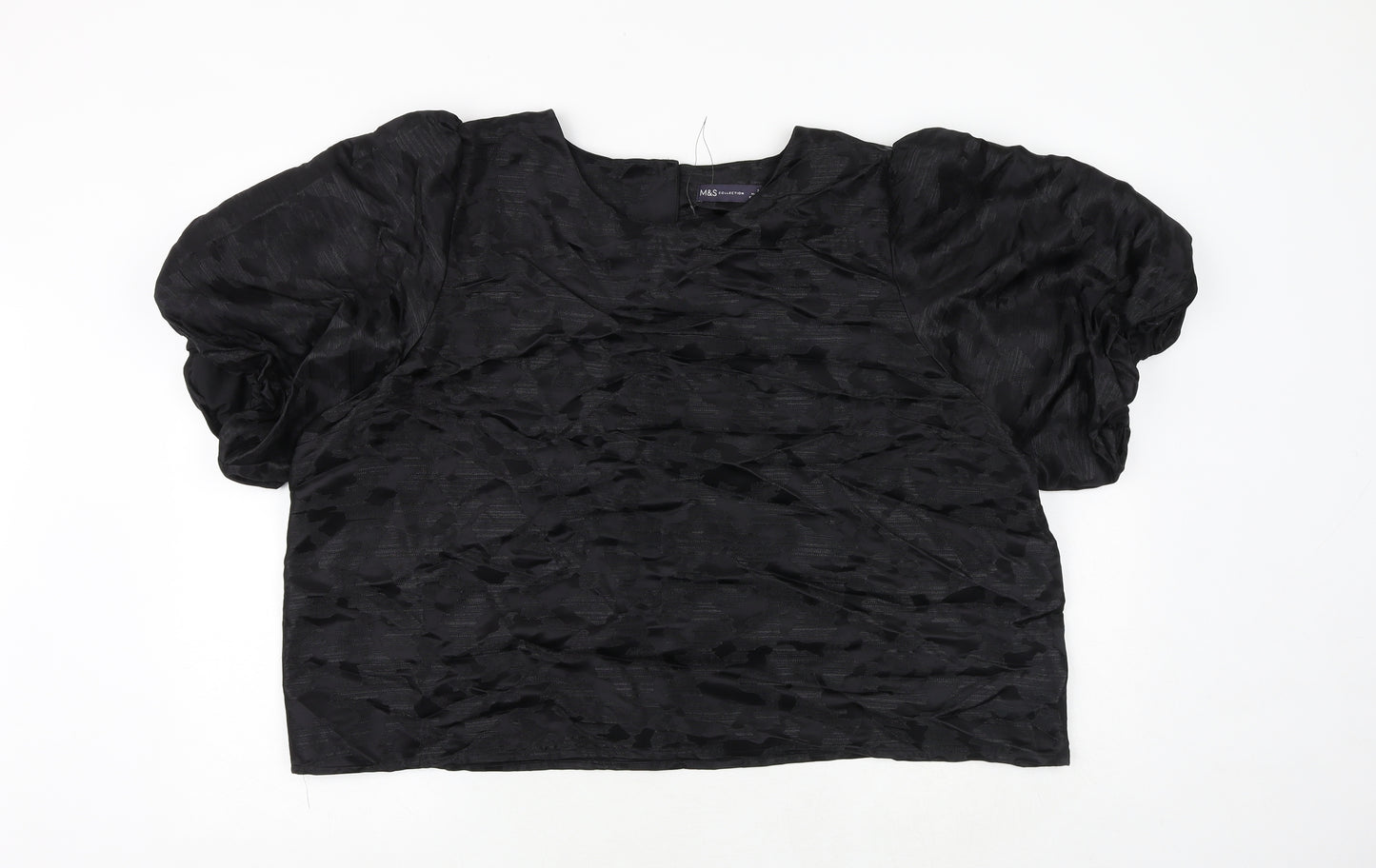 Marks and Spencer Womens Black Geometric Polyester Cropped Tank Size 22 Round Neck