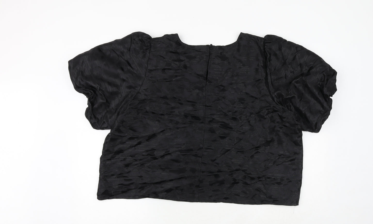 Marks and Spencer Womens Black Geometric Polyester Cropped Tank Size 22 Round Neck