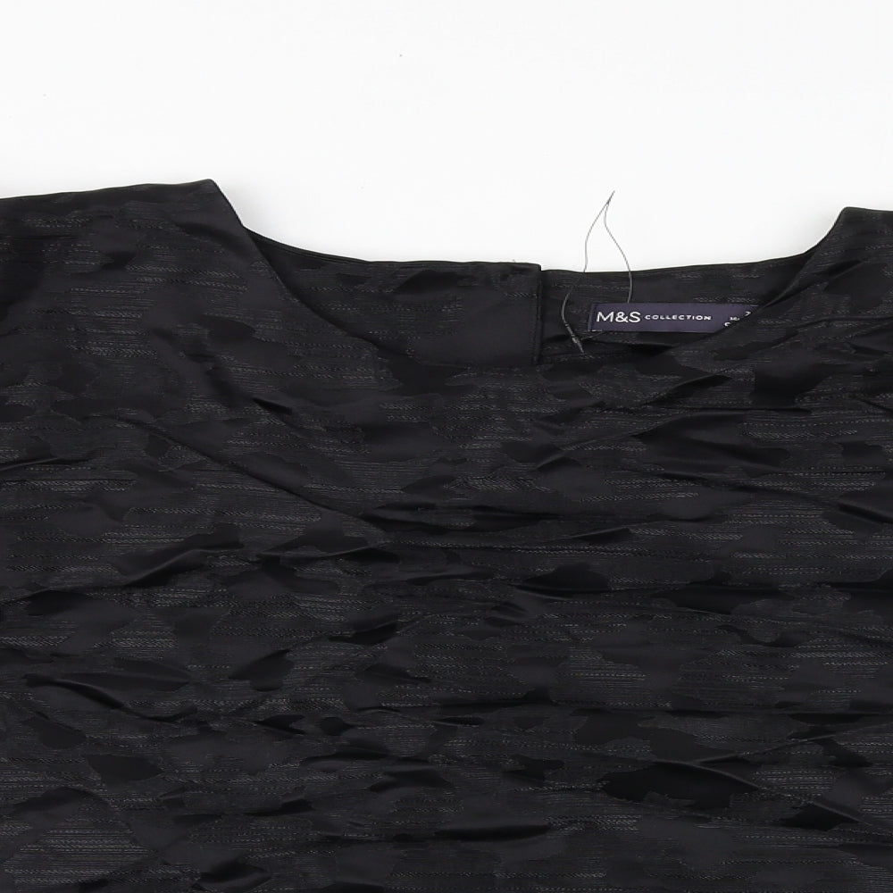 Marks and Spencer Womens Black Geometric Polyester Cropped Tank Size 22 Round Neck