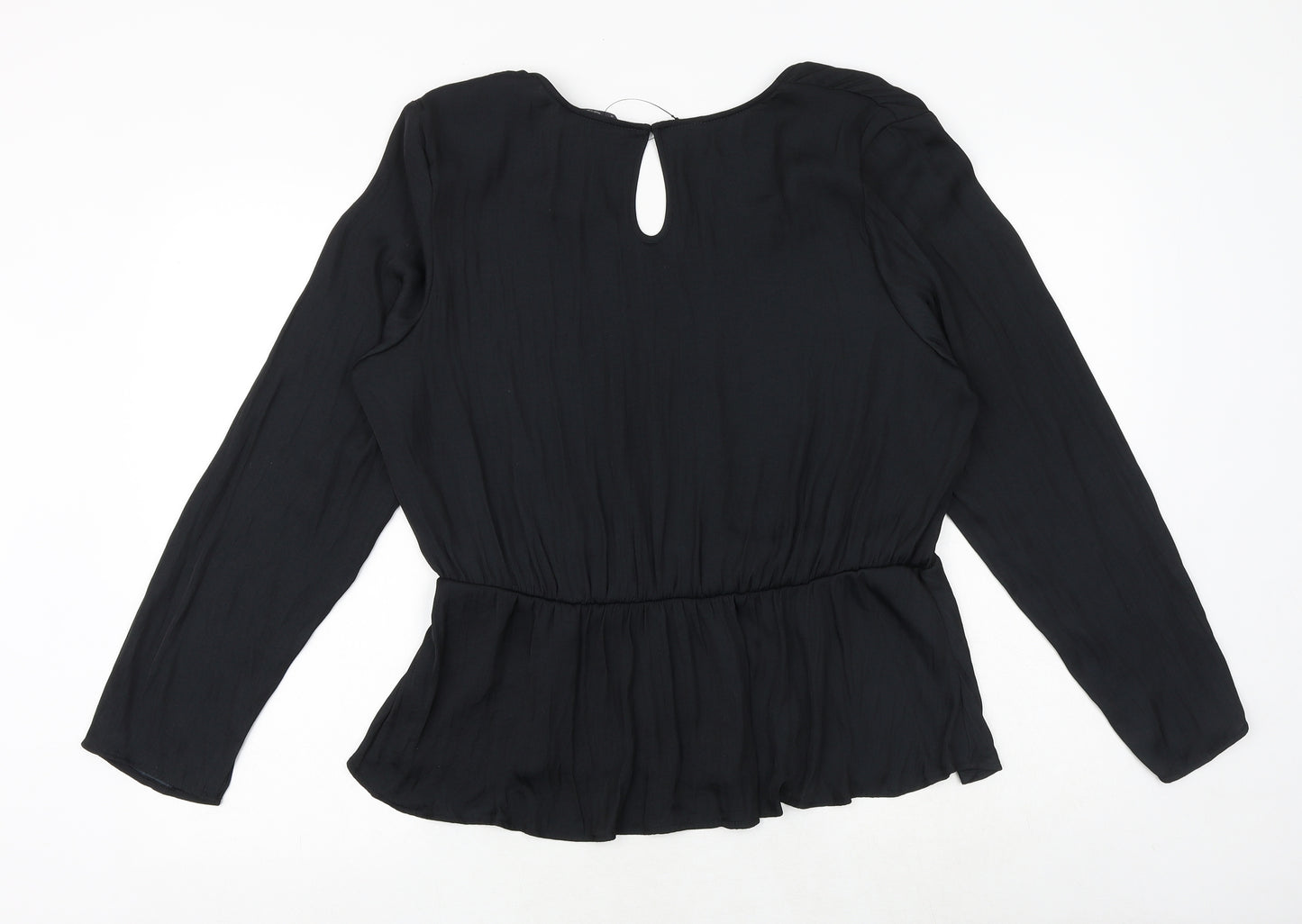 Marks and Spencer Womens Black Polyester Basic Blouse Size 18 V-Neck