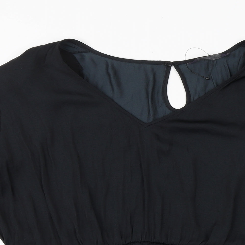 Marks and Spencer Womens Black Polyester Basic Blouse Size 18 V-Neck