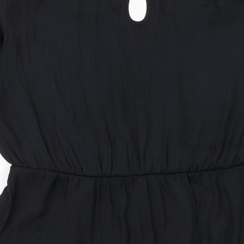 Marks and Spencer Womens Black Polyester Basic Blouse Size 18 V-Neck
