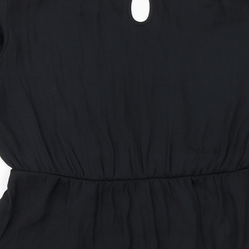 Marks and Spencer Womens Black Polyester Basic Blouse Size 18 V-Neck