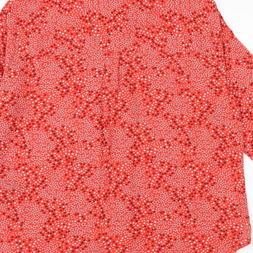 Marks and Spencer Womens Red Geometric Polyester Basic Button-Up Size 6 Collared
