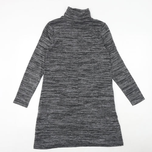Marks and Spencer Womens Grey Polyester Jumper Dress Size 8 High Neck Pullover