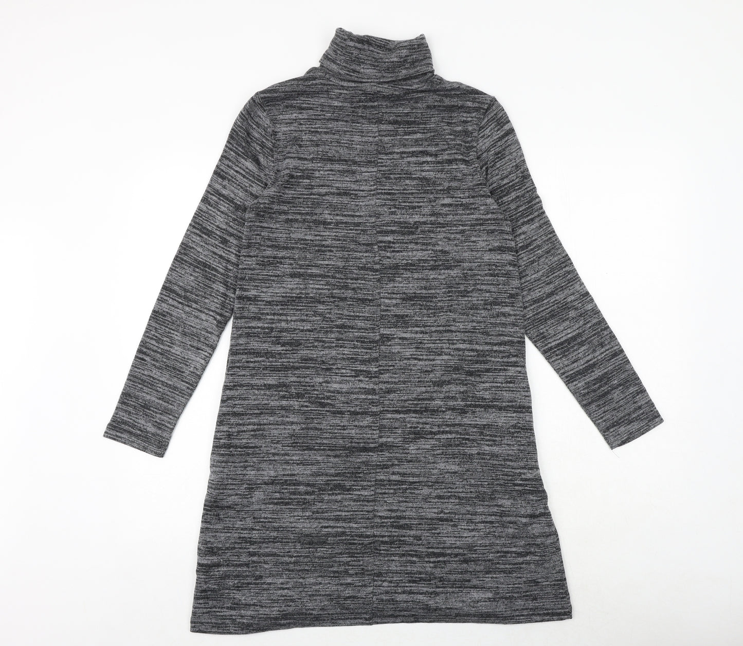 Marks and Spencer Womens Grey Polyester Jumper Dress Size 8 High Neck Pullover