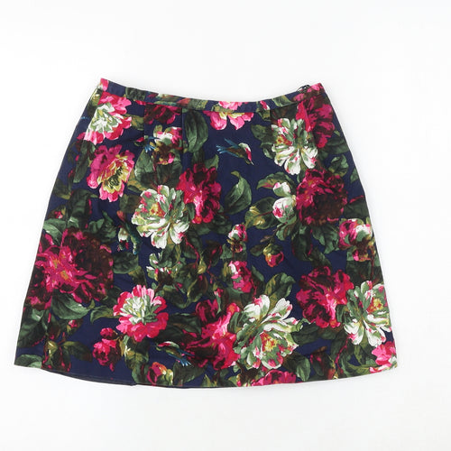 Oasis Womens Multicoloured Floral Polyester A-Line Skirt Size 8 Zip