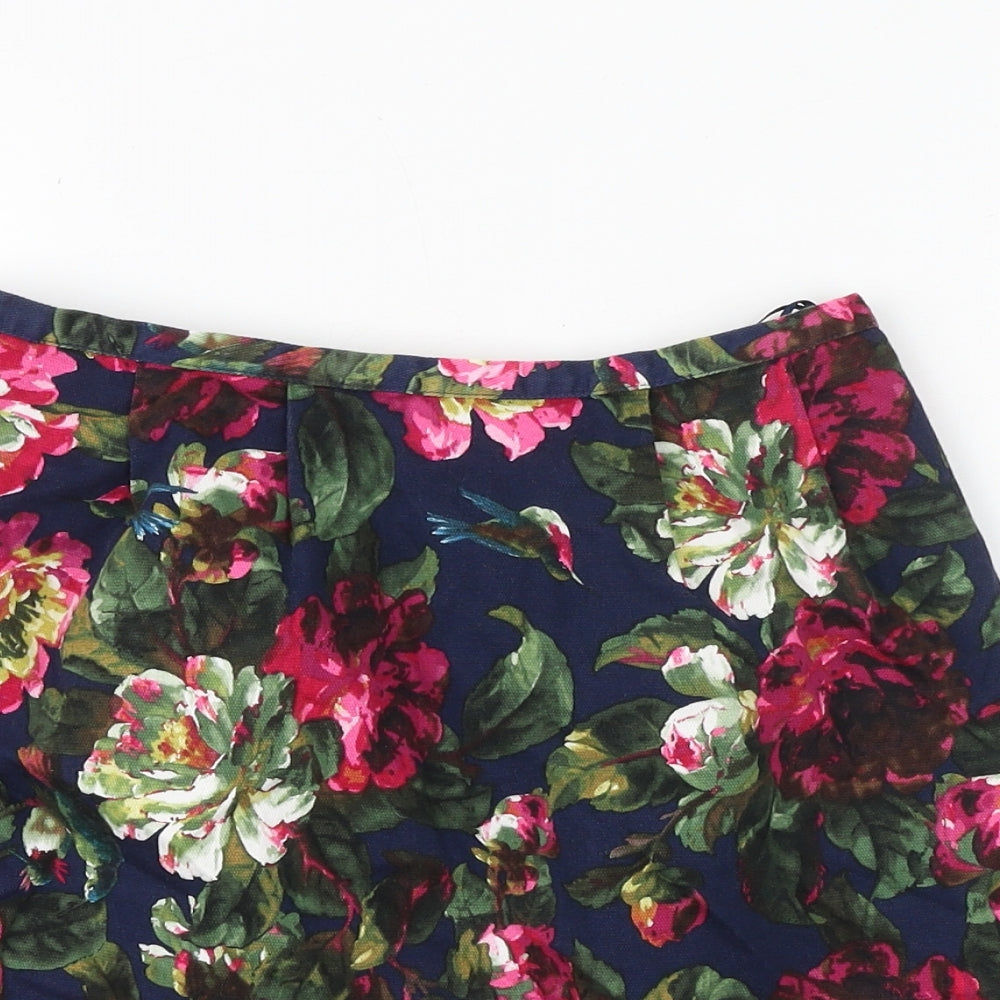 Oasis Womens Multicoloured Floral Polyester A-Line Skirt Size 8 Zip