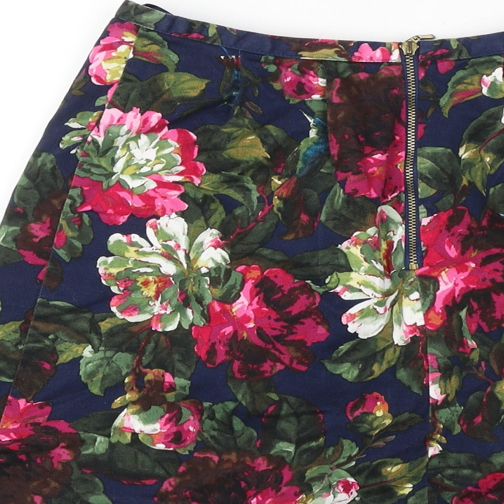Oasis Womens Multicoloured Floral Polyester A-Line Skirt Size 8 Zip