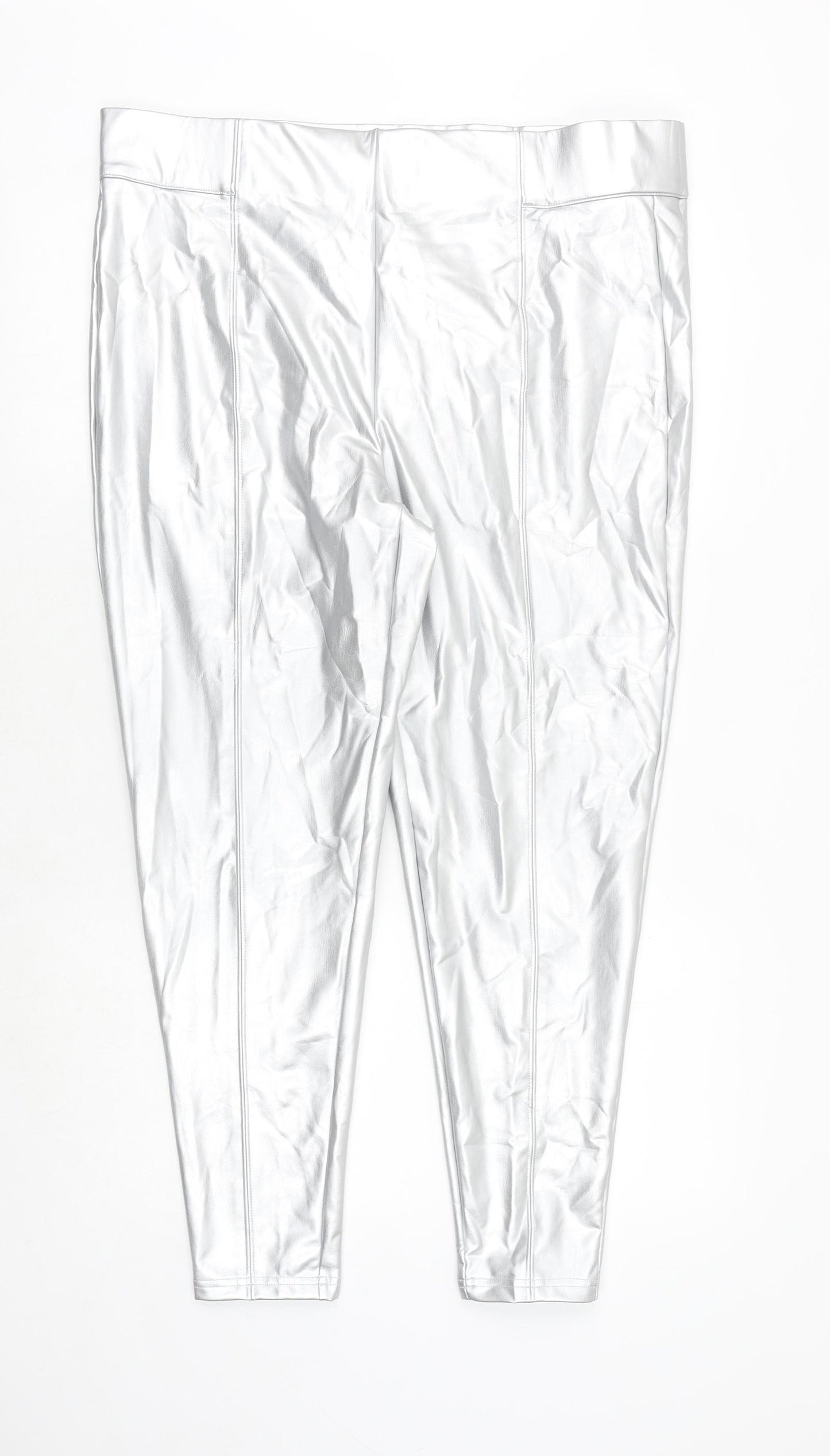 Marks and Spencer Womens Silver Polyurethane Dress Pants Trousers Size 20 Regular