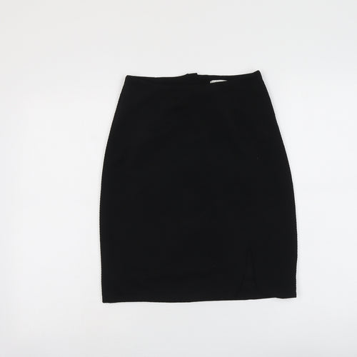 Uttam Boutique Womens Black Polyester A-Line Skirt Size 8 Zip