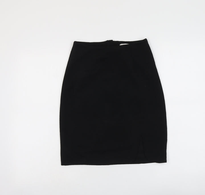 Uttam Boutique Womens Black Polyester A-Line Skirt Size 8 Zip