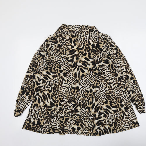 Simon Jeffrey Womens Beige Animal Print Kimono Jacket Size 8 - Leopard Print