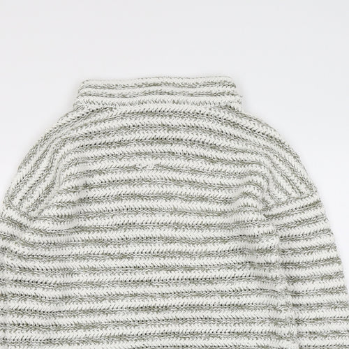 M&Co Womens Grey Roll Neck Striped Cotton Pullover Jumper Size 14