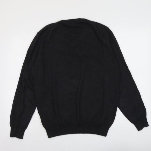 Hawes & Curtis Mens Grey V-Neck Wool Pullover Jumper Size M Long Sleeve