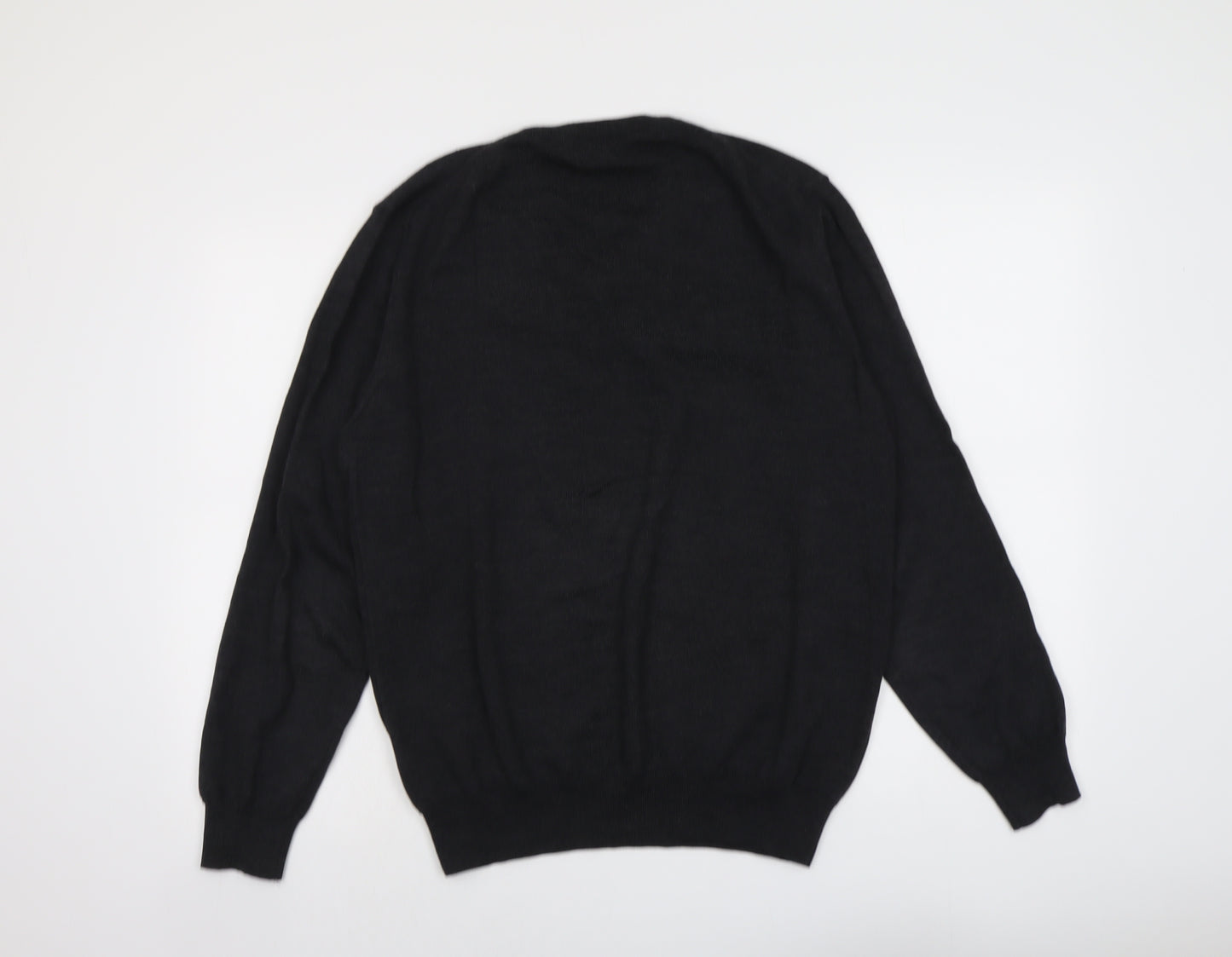 Hawes & Curtis Mens Grey V-Neck Wool Pullover Jumper Size M Long Sleeve