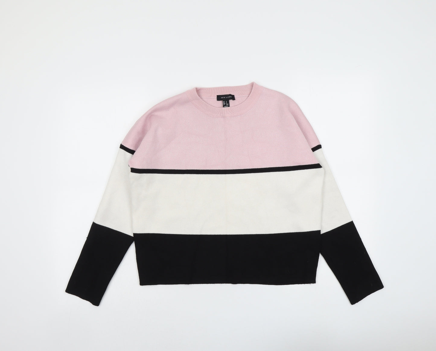 New Look Womens Multicoloured Round Neck Striped Viscose Pullover Jumper Size S
