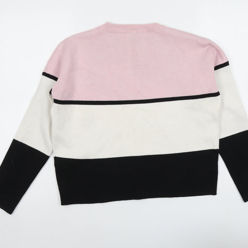 New Look Womens Multicoloured Round Neck Striped Viscose Pullover Jumper Size S