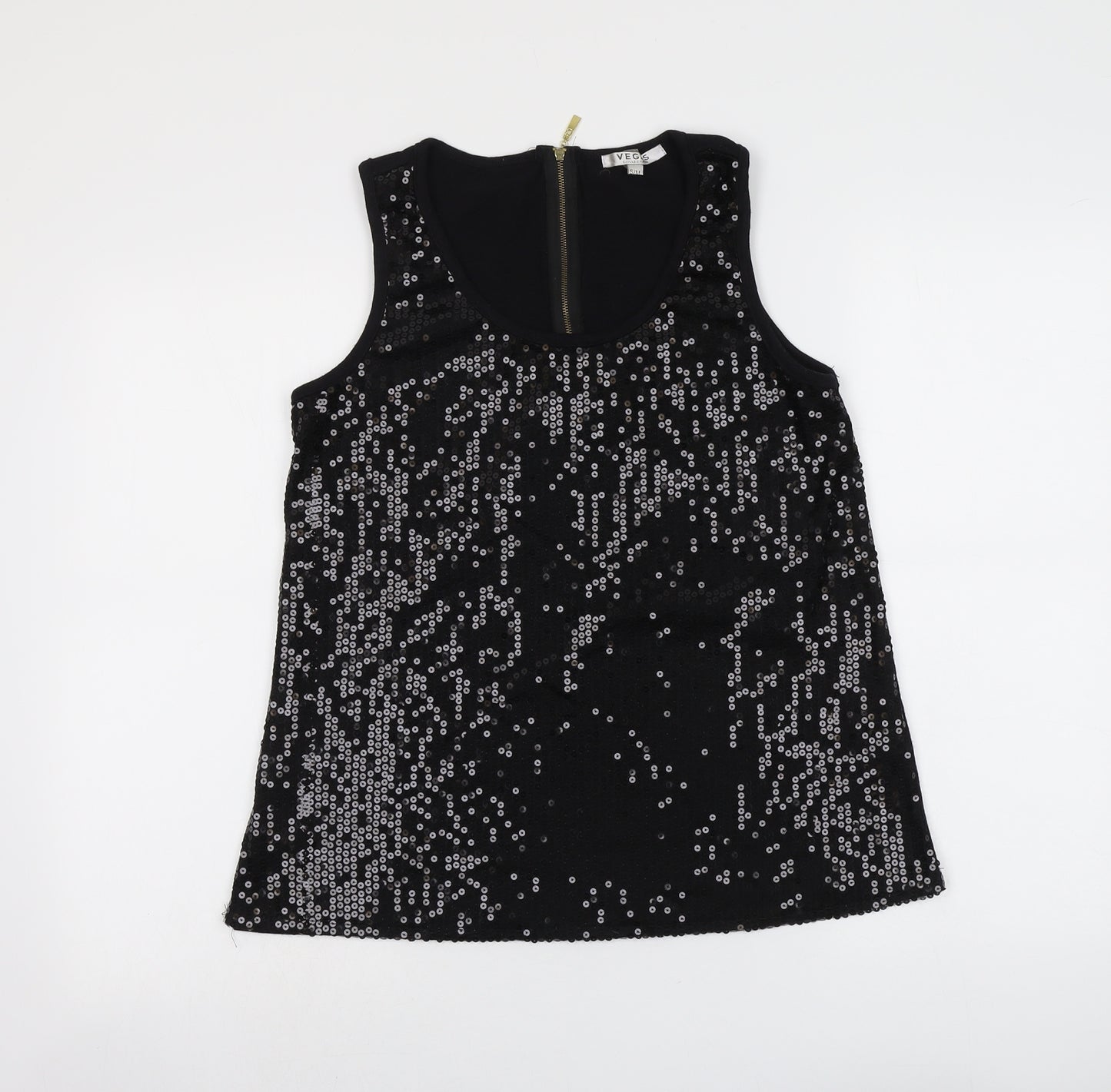 Vegas Womens Black Polyester Basic Tank Size S Scoop Neck - Size S/M