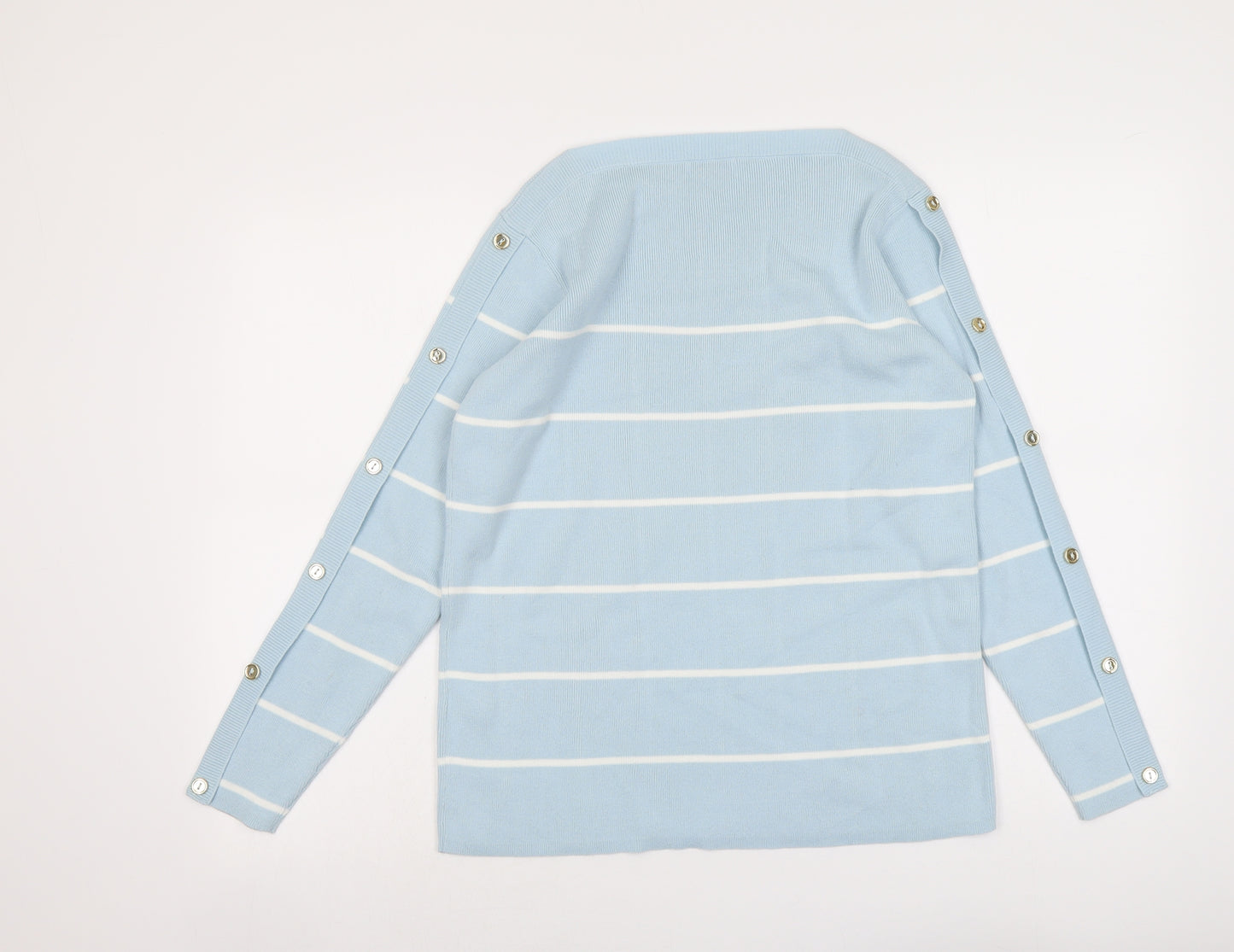 Damart Womens Blue Boat Neck Striped Acrylic Pullover Jumper Size 10
