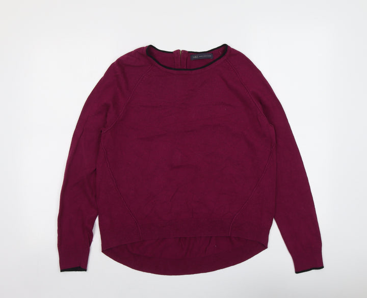 Marks and Spencer Womens Purple Round Neck Viscose Pullover Jumper Size 14