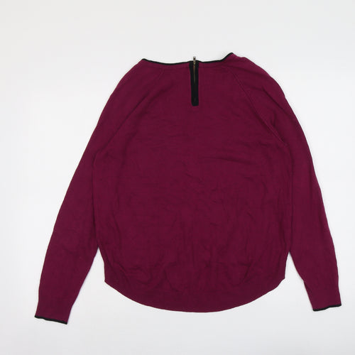 Marks and Spencer Womens Purple Round Neck Viscose Pullover Jumper Size 14