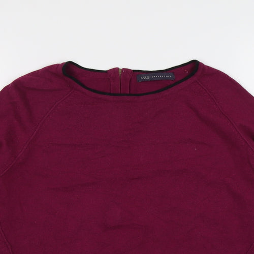 Marks and Spencer Womens Purple Round Neck Viscose Pullover Jumper Size 14