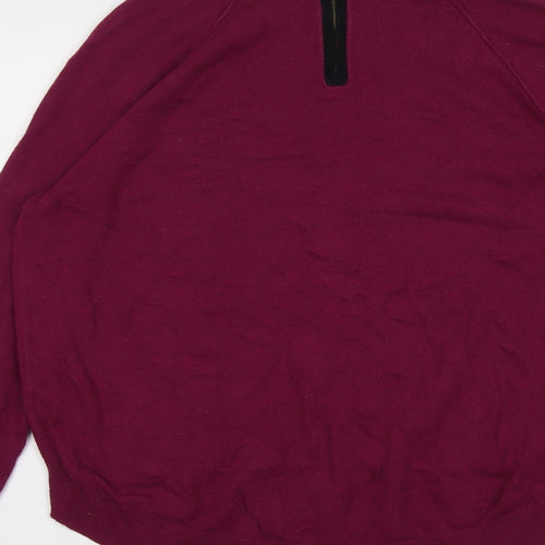 Marks and Spencer Womens Purple Round Neck Viscose Pullover Jumper Size 14