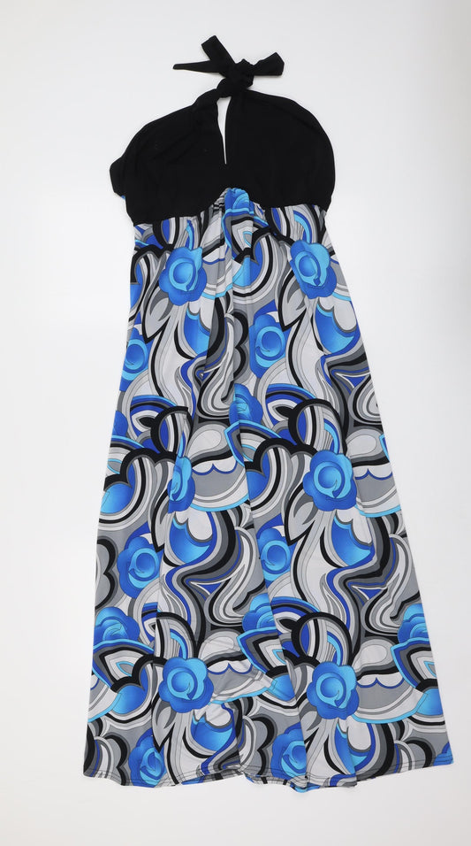 West One Womens Multicoloured Geometric Polyester Maxi Size 14 Halter Pullover